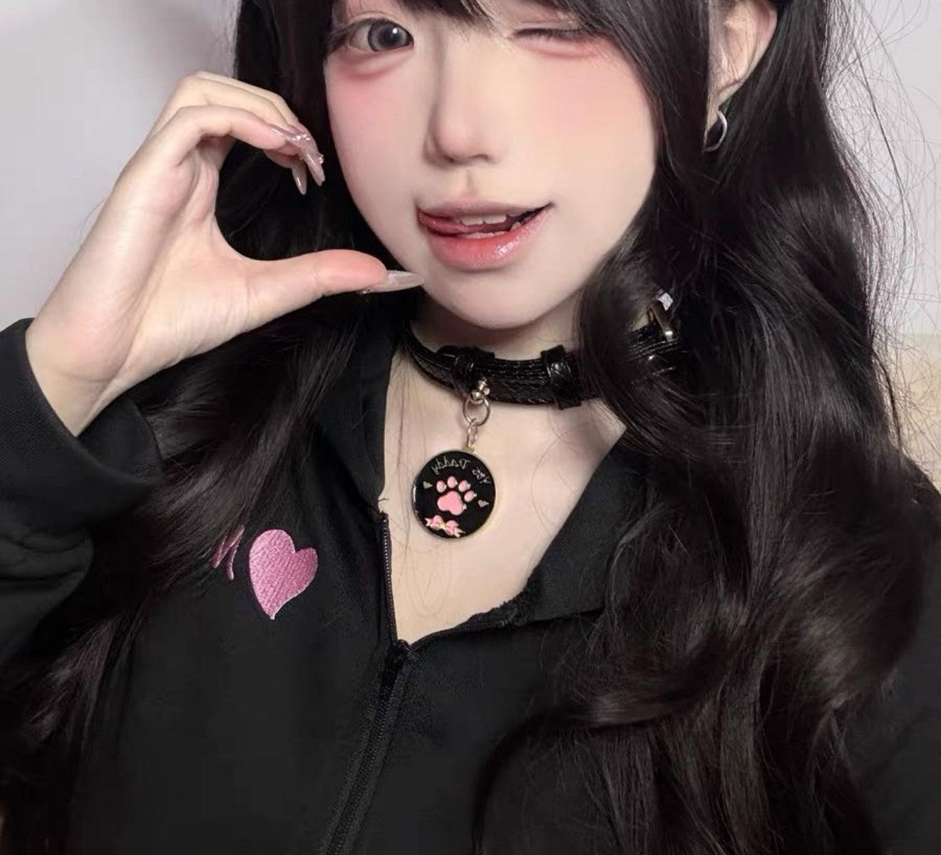 Black Snakeskin Paw Charm Choker Collar Necklace