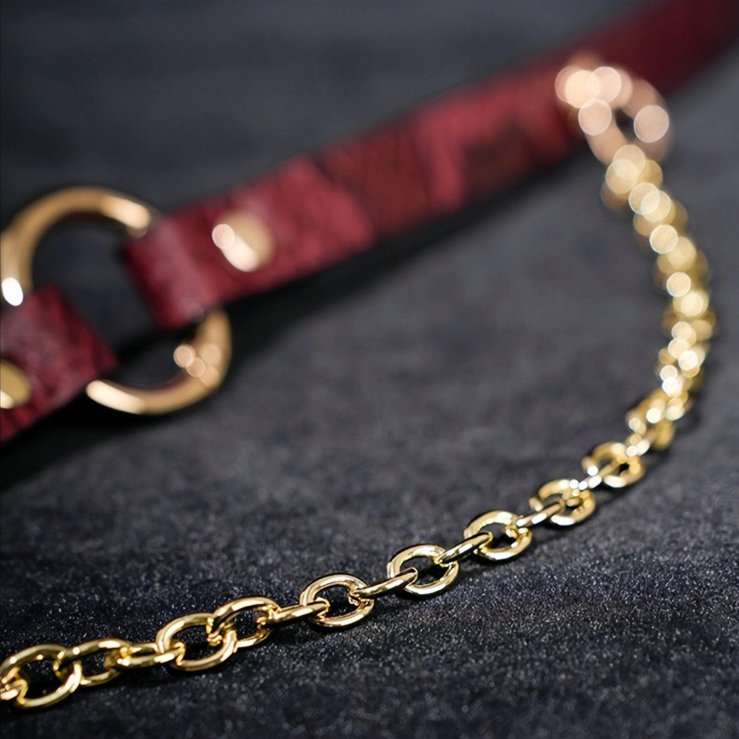 Red Snakeskin Gold Chain O-Ring Choker Collar Necklace