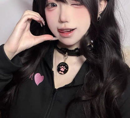 Black Snakeskin Paw Charm Choker Collar Necklace