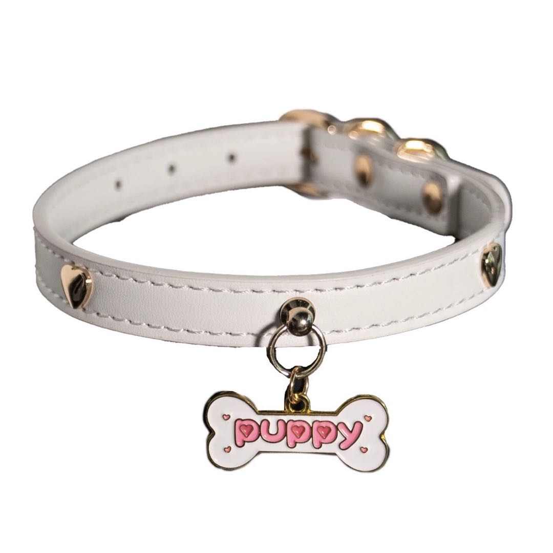 White Puppy Bone Choker Collar Necklace