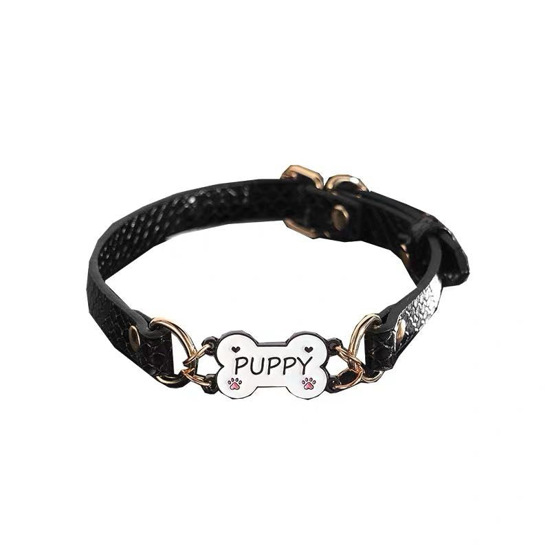 Black Puppy Bone Choker Collar Necklace