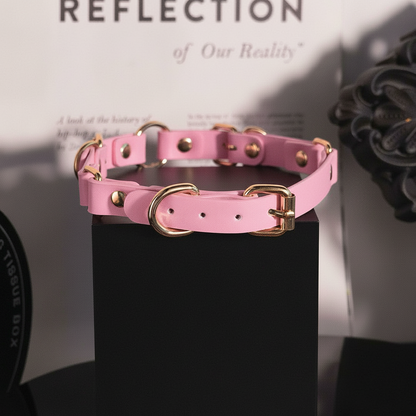 Pastel Pink Cat-Heart O-Ring Choker Collar Necklace